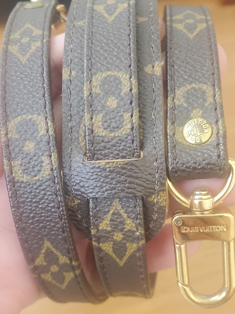 Louis Vuitton Monogram Canvas Key & Card Holder Strap in Brown and Gold